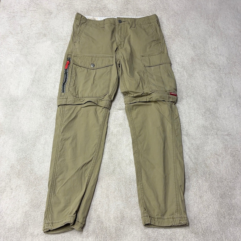 Levi's Convertible Cargo Pants Khaki Olive Green Zip Off Shorts Y2K Mens 30x28
